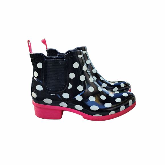 Kate Spade Trudy Polka Dot Rubber Distressed Ankle Rain Boots - Picture 4 of 10